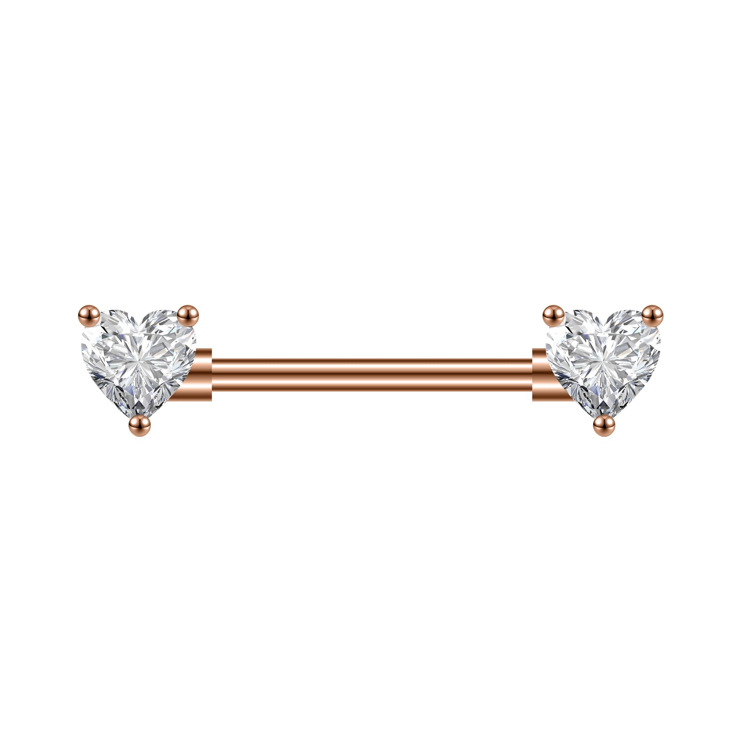 2pcs 14G Heart Crystal Nipple Barbell Ring Rose Gold Claw Nipple Piercing