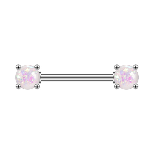 2pcs 14G White Opal Nipple Barbell Ring Claw Nipple Piercing