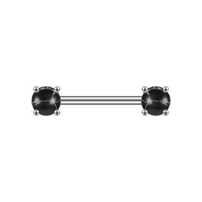 2pcs 14G Black Stone Nipple Barbell Ring Claw Nipple Piercing