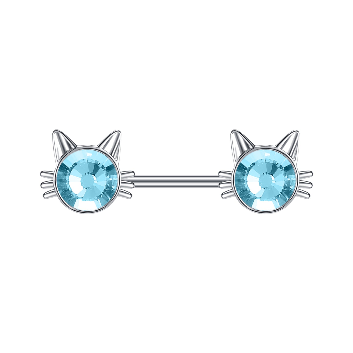 2pcs 14G Blue Cat Nipple Barbell Ring Claw Nipple Piercing