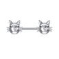 2pcs 14G Silver Cat Nipple Barbell Ring Claw Nipple Piercing