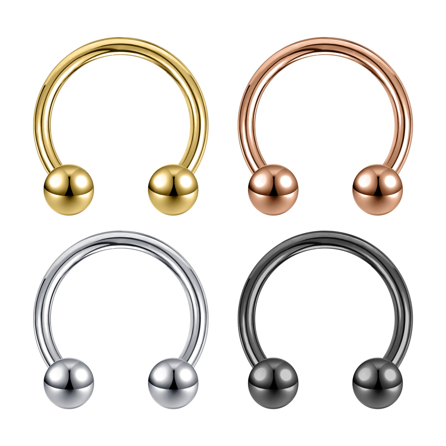 2pcs 14G Round Nipple Barbell Ring Horse Shoe Nipple Piercing