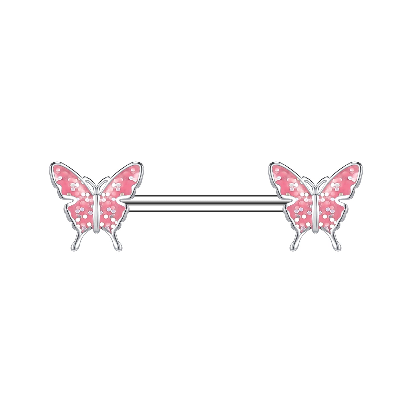 2pcs 14G Butterfly Nipple Barbell Ring Cute Nipple Piercing