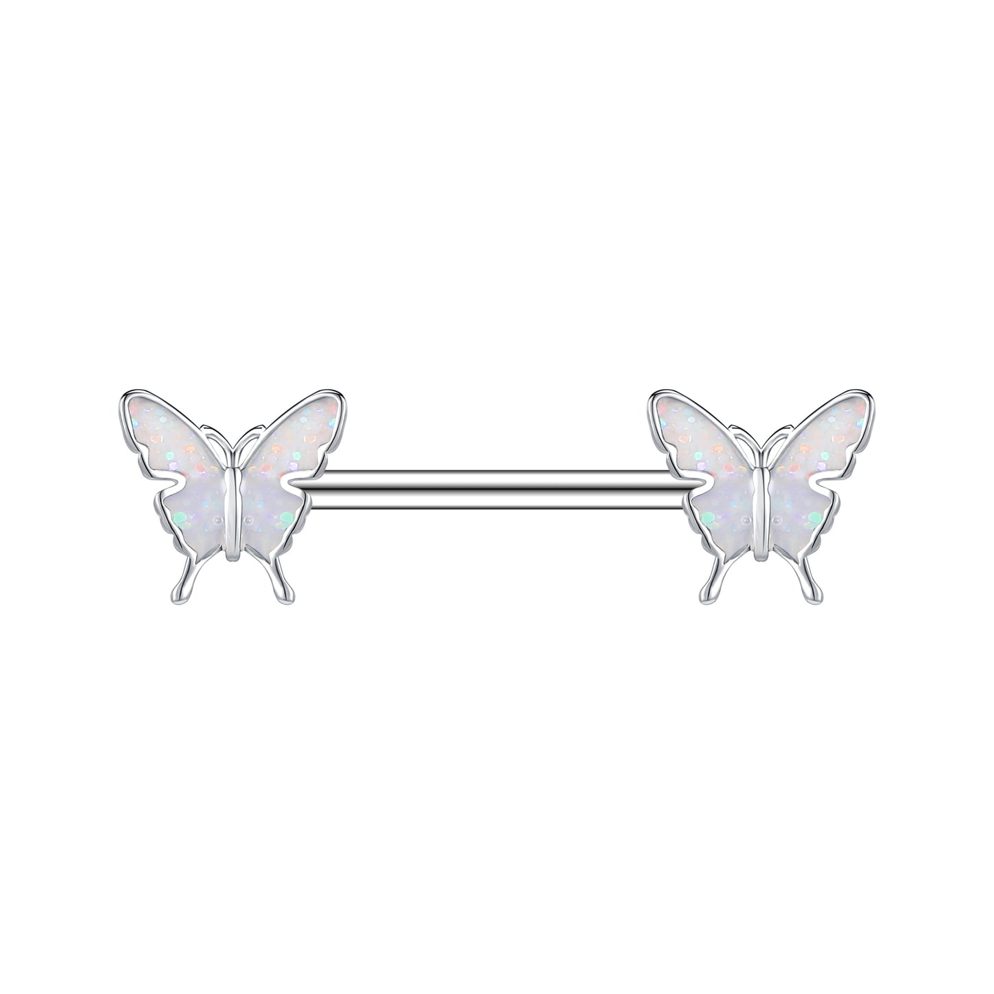 2pcs 14G Butterfly Nipple Barbell Ring Cute Nipple Piercing