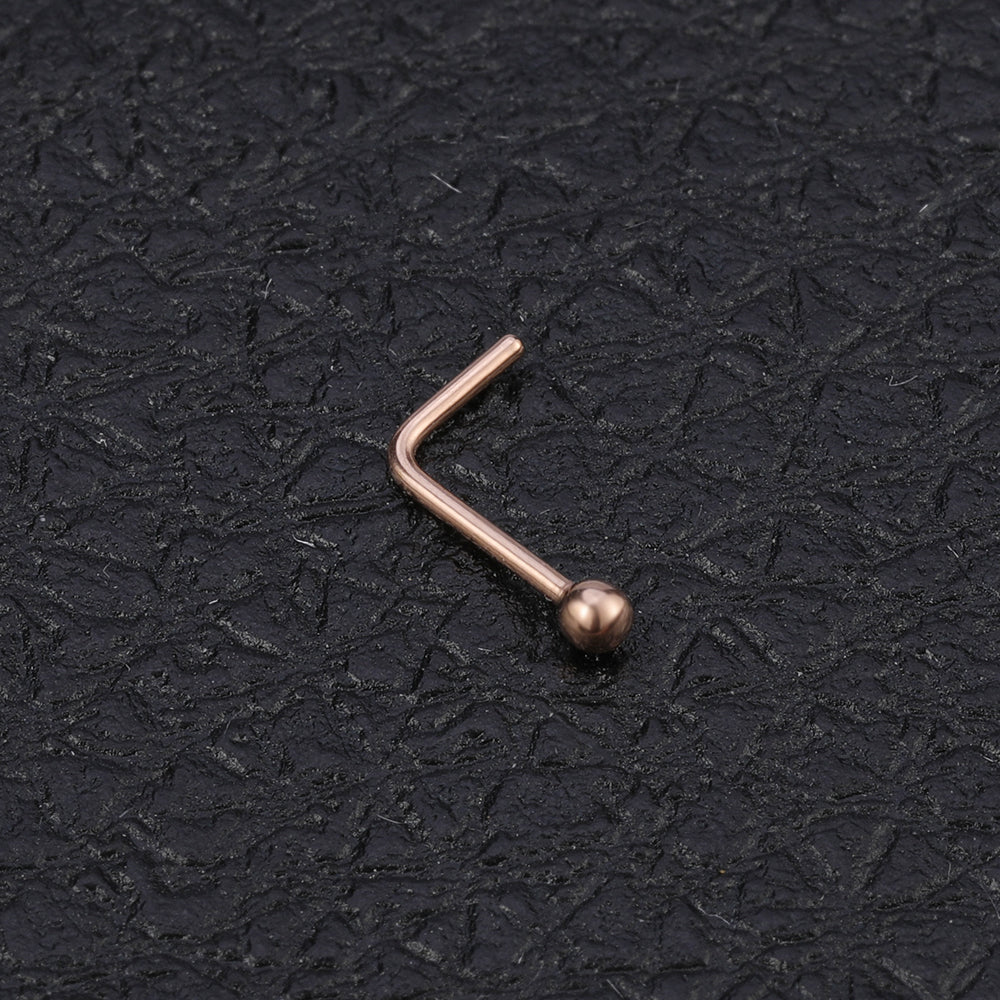 4 pcs/set 20g Thin Rose Gold Nose Rings, L Shape Nose Studs-Economic Set