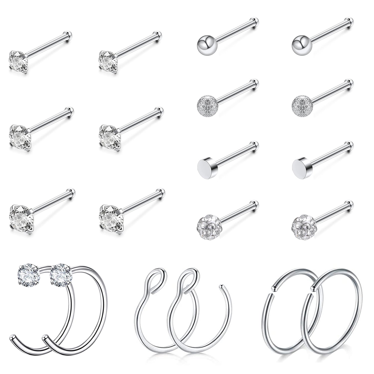 20pcs-set-20g-nose-bone-stud-hoop-nose-rings-cz-nose-piercing