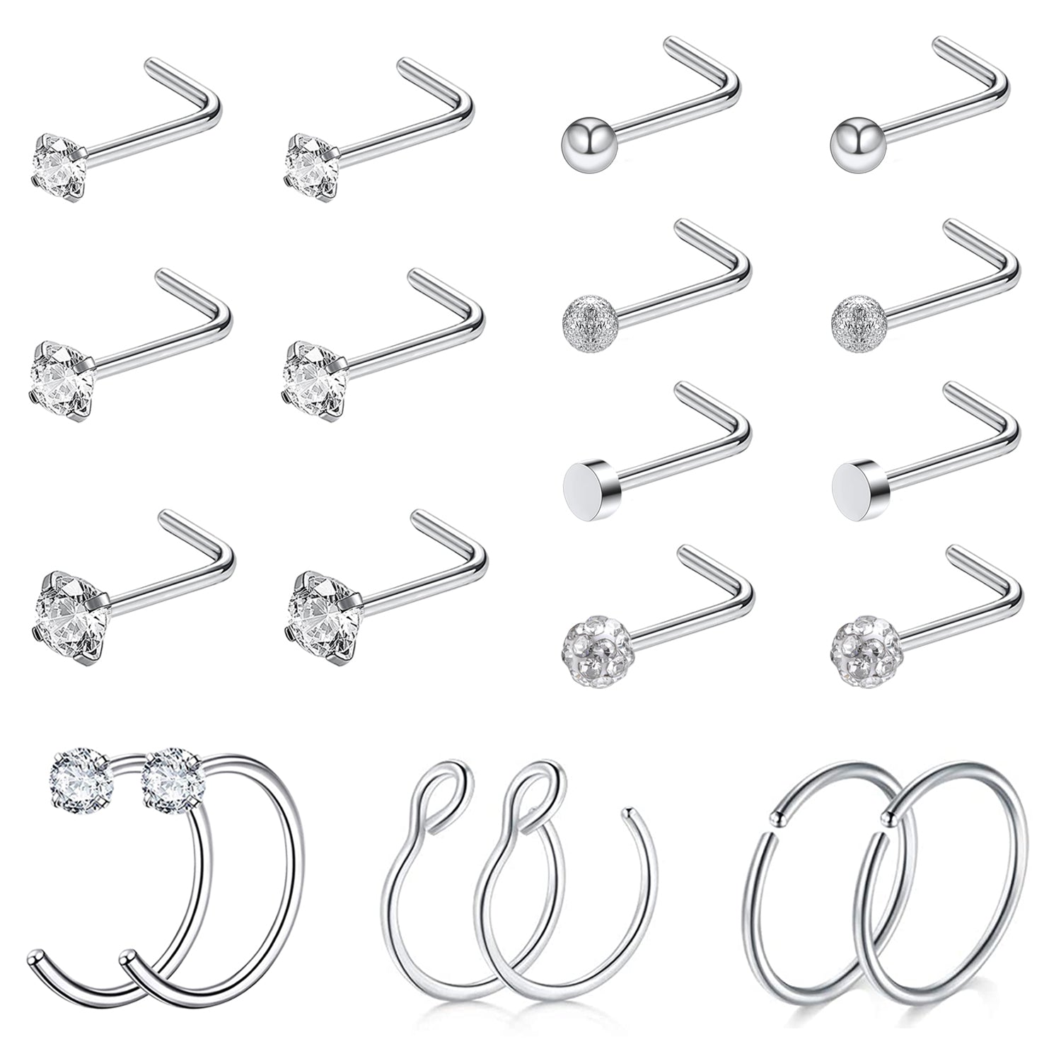 20pcs-set-20g-l-shaped-nose-stud-hoop-nose-rings-cz-nose-piercing