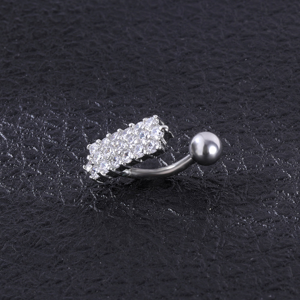 14g Bottom Belly Button Piercing Full-Zirconia Navel Ring Piercing Jewelry