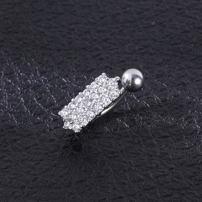 14g Bottom Belly Button Piercing Full-Zirconia Navel Ring Piercing Jewelry