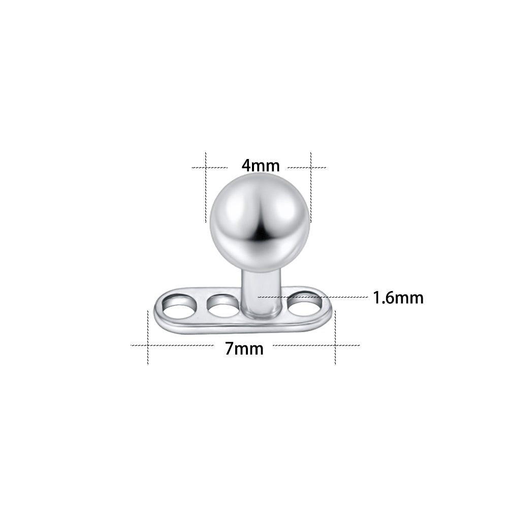 2Pcs G23 Titanium Dermal Anchor Ball Top Microdermals Piercing