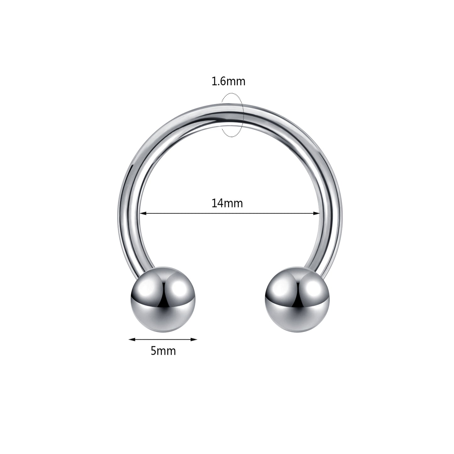 2pcs 14G Round Nipple Barbell Ring Horse Shoe Nipple Piercing