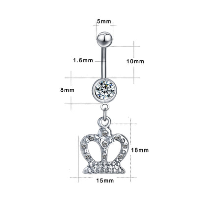 14g-Drop-Dangle-Crown-Belly-Piercing-Stainless-Steel-Navel-Piercing-Jewelry