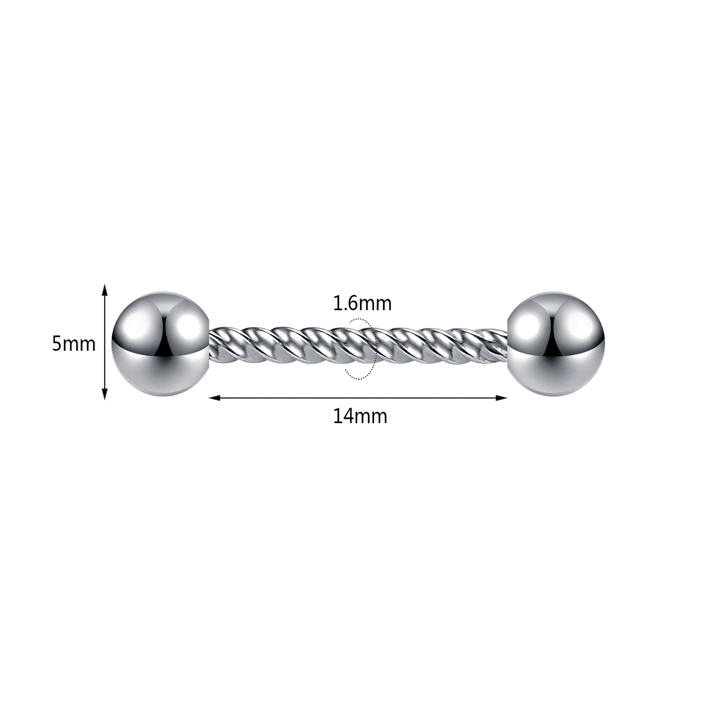 2pcs 14G Simple Nipple Ring Silver Screw Rod Nipple Piercing