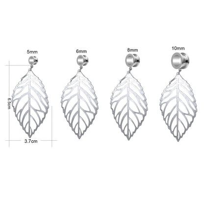 1 Pair 5-10mm (4g~00g) Leaf Dangle Tunnels Ear Gauges