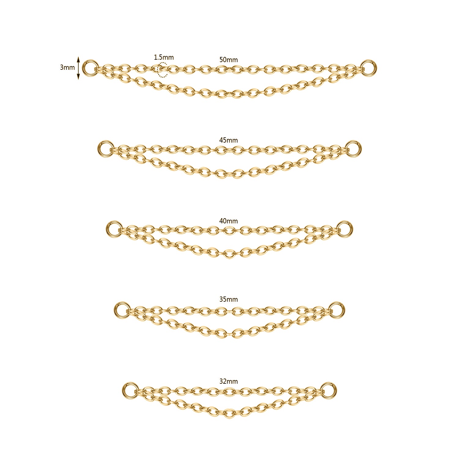 5pcs-set-gold-double-layers-chains-nose-stud-chain-economic-set