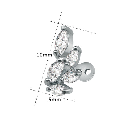 14g Petal Cubic Zirconia Dermal Anchor Tops & Surgical Steel Base Microdermals