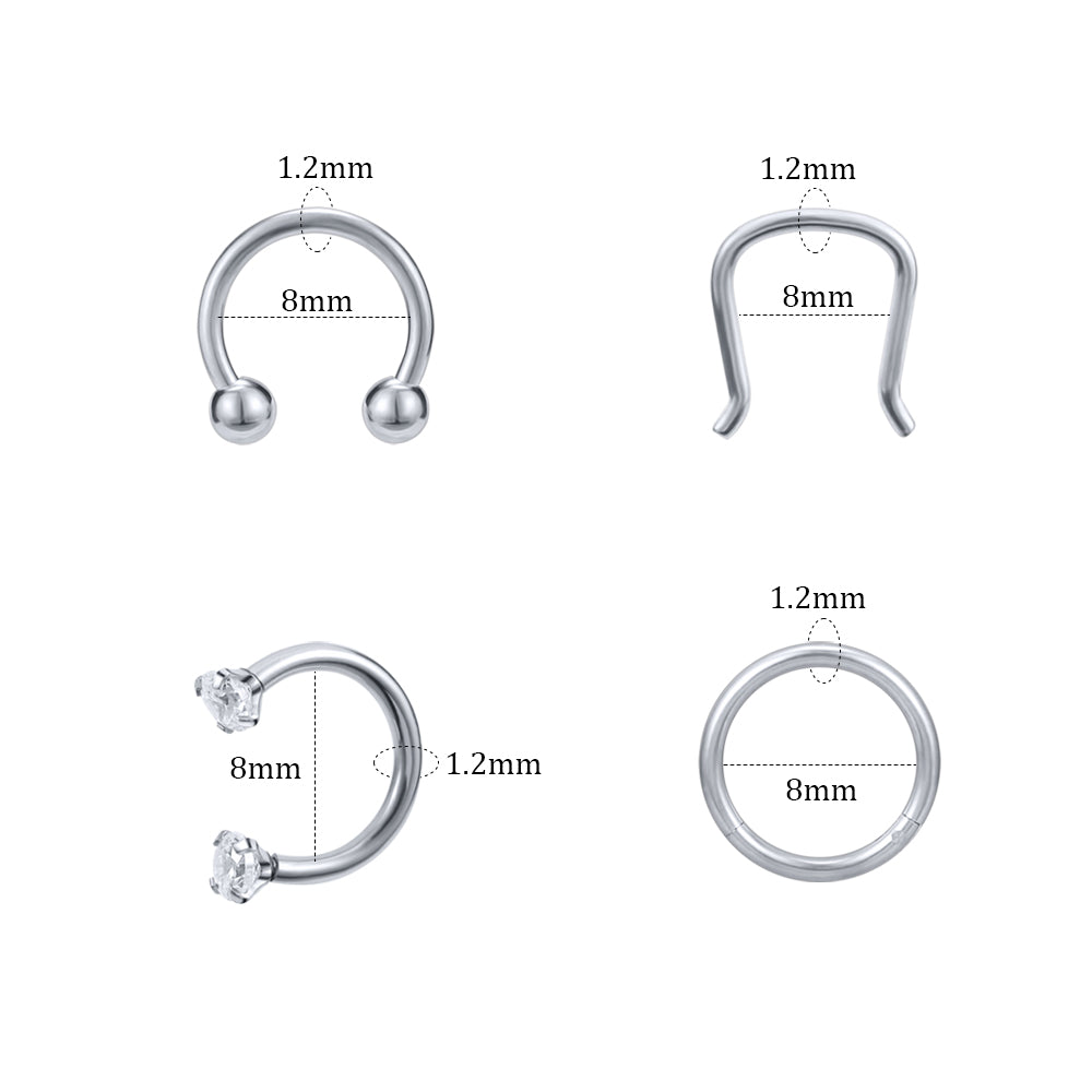 1.2 mm nose piercing set, hoop ball gold ring tragus for women in