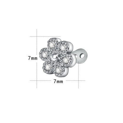 14g Flower Cubic Zirconia Dermal Anchor Tops & Surgical Steel Base Microdermals