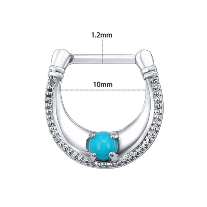 16G Blue Stone  Septum Rings 316L Stainless Steel Nose Piercing