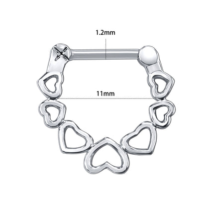 16G Heart Shape Septum Rings 316L Stainless Steel Nose Piercing