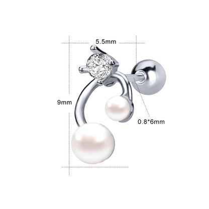 20G Pearl Stud Earring Crystal Ear Stud Jewelry