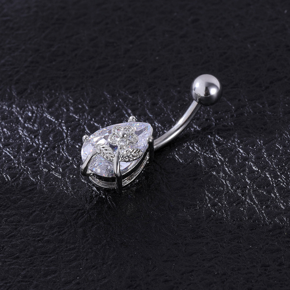 14g Teardrop Crystal Belly Button Piercing Summer Belly Bars Navel Ring