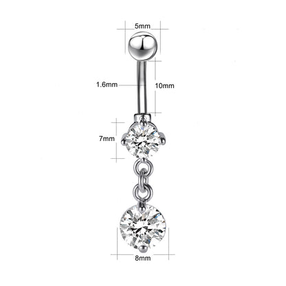 Classic Round Zirconia Dangle Belly Piercing Navel Ring Body Jewelry