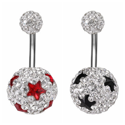 crystal ball belly button ring