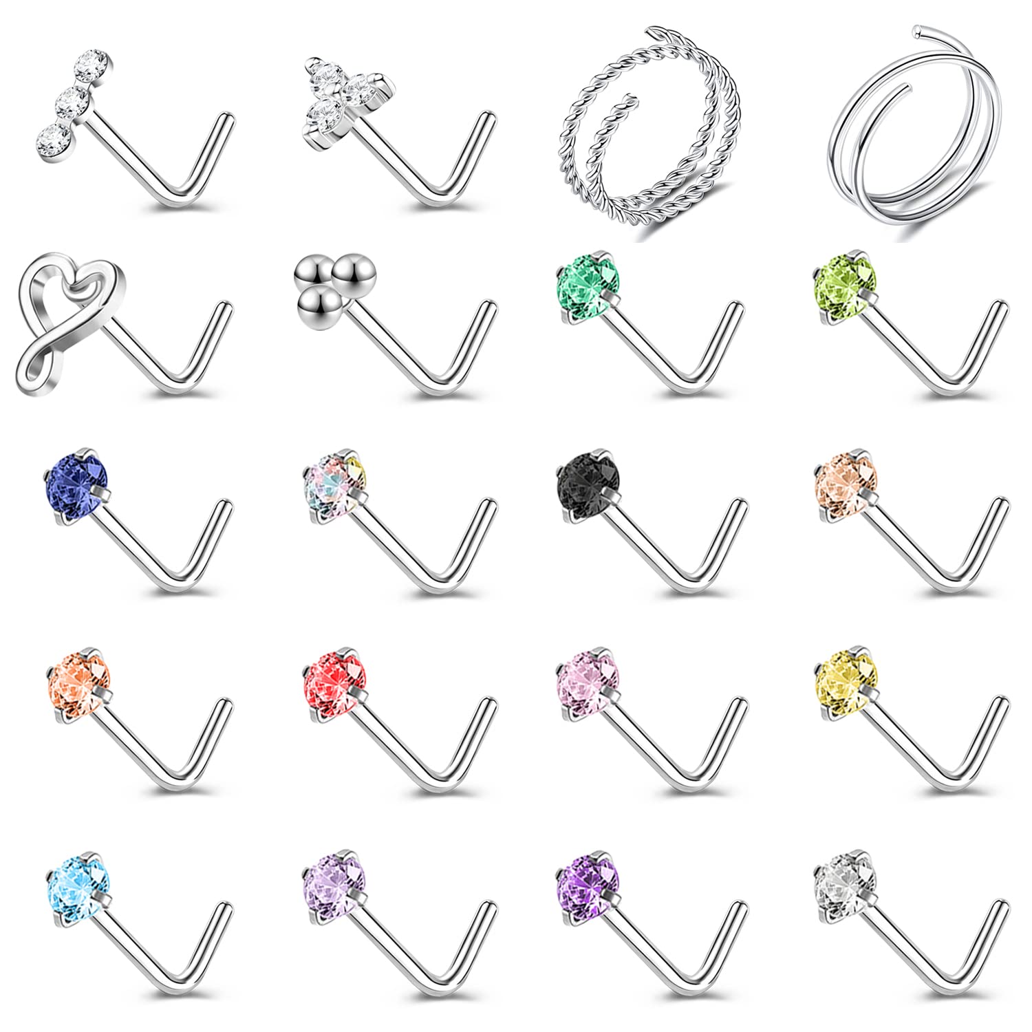 16pcs-set-20g-l-shaped-nose-stud-hoop-nose-rings-cz-moon-flower-nostril-rings-set